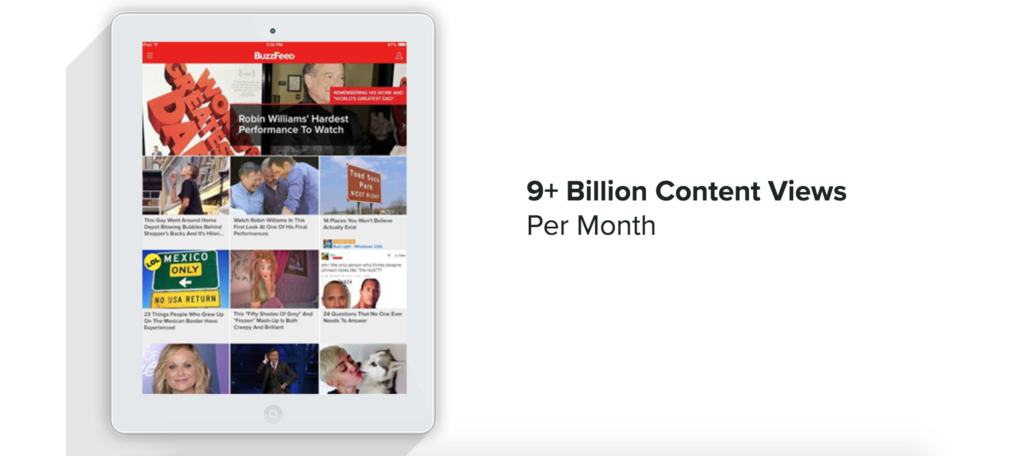 Buzzfeed has 9+ billion content views per month