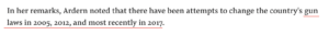 The article mentioned the gun law has been attempted to change in the year 2005, 2012 and 2017, but without embedding links to provide further information. 