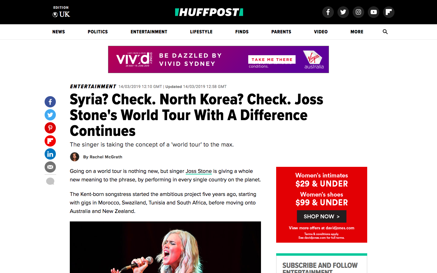 The webpage of HuffPost UK