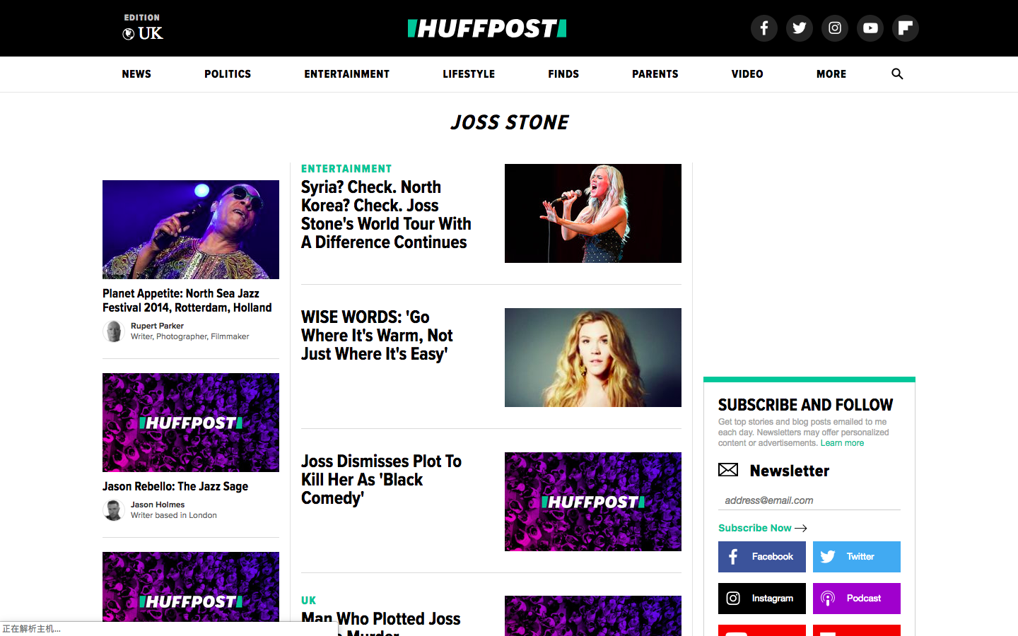 screenshot of related post of singer Joss Stone