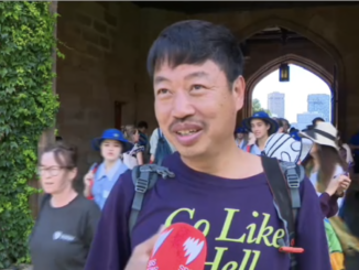 A Chinese tourist accept interview