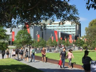 Students walking on campus