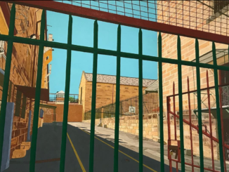 Painting by a prisoner of Long Bay Correctional Complex shows a view from behind bars.