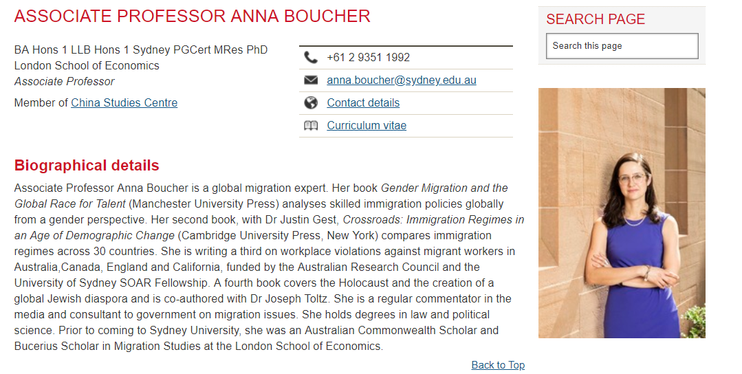 the Associate Professor Anna Boucher