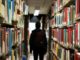 An international student walking at the library.