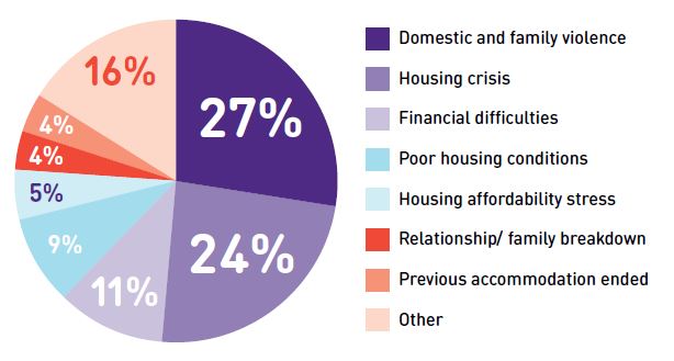 Pie chart showing the different causes of homelessness