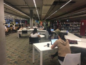 （photo of students in fisher library）