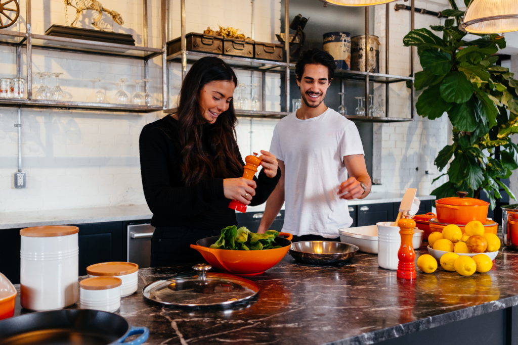 human, person, kitchen, shelf, pepper, season, salt, salad,