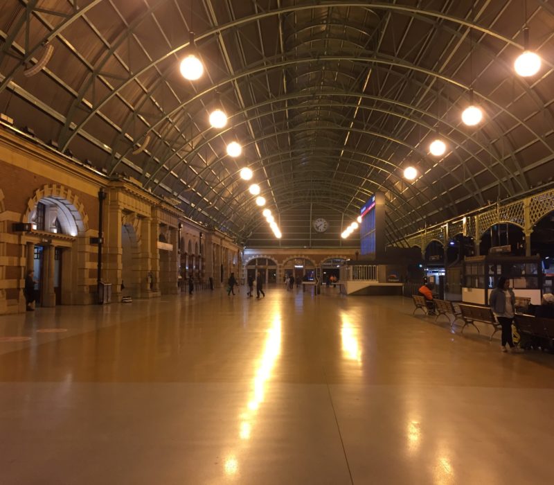 Central Station's empty hall at 7 p.m.